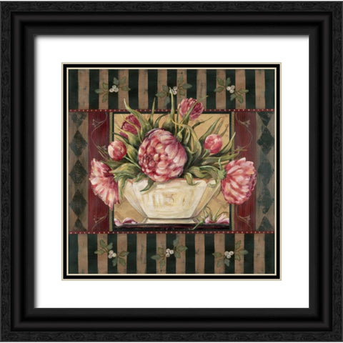 Peony Stripe Black Ornate Wood Framed Art Print with Double Matting by Moulton, Jo