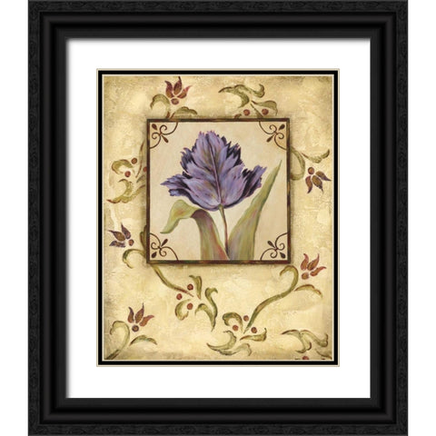 Purple Tulip Black Ornate Wood Framed Art Print with Double Matting by Moulton, Jo