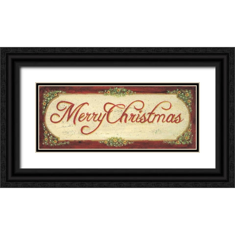 Merry Christmas Black Ornate Wood Framed Art Print with Double Matting by Moulton, Jo