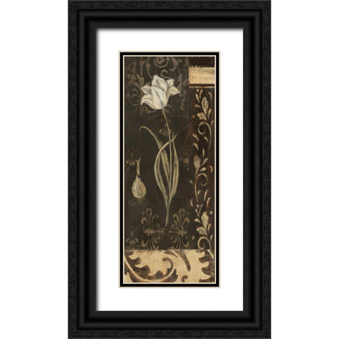 Black and White Tulip Black Ornate Wood Framed Art Print with Double Matting by Moulton, Jo