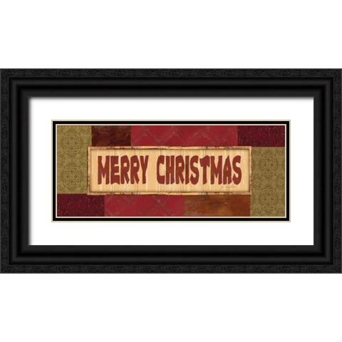 Merry Christmas Black Ornate Wood Framed Art Print with Double Matting by Moulton, Jo