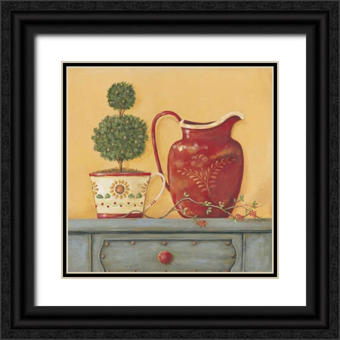 Red Vase Black Ornate Wood Framed Art Print with Double Matting by Moulton, Jo