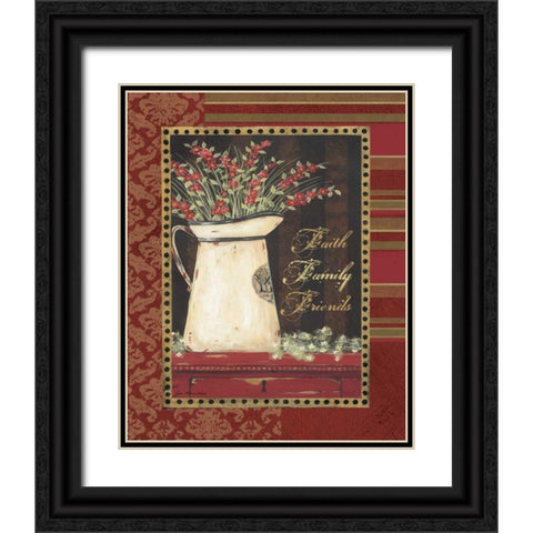 Faith Family Friends Black Ornate Wood Framed Art Print with Double Matting by Moulton, Jo