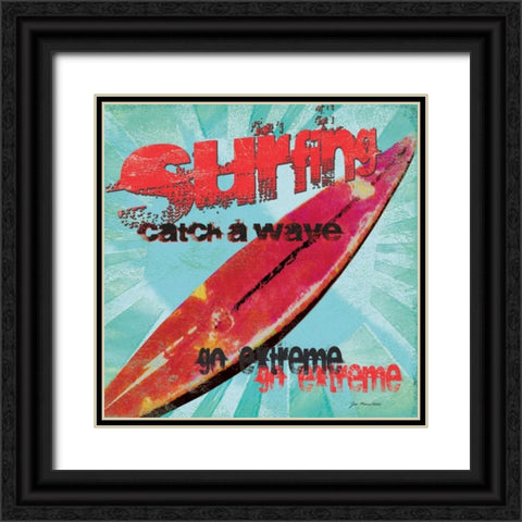 Surfing Black Ornate Wood Framed Art Print with Double Matting by Moulton, Jo