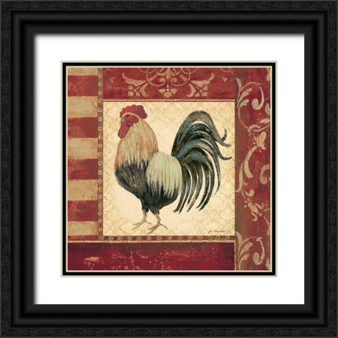 Red Rooster III Black Ornate Wood Framed Art Print with Double Matting by Moulton, Jo