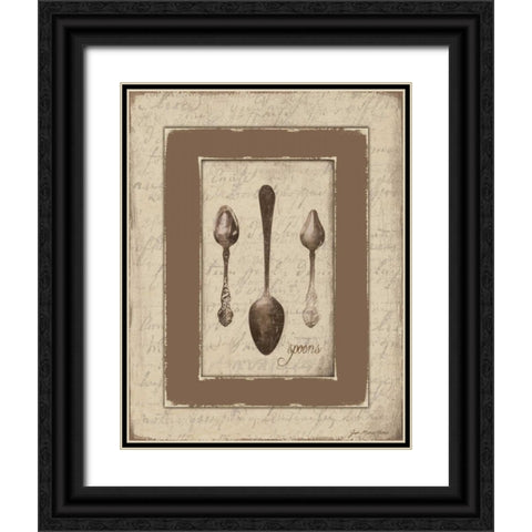 Spoons Black Ornate Wood Framed Art Print with Double Matting by Moulton, Jo