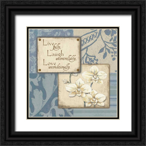 Live Laugh Love Black Ornate Wood Framed Art Print with Double Matting by Moulton, Jo