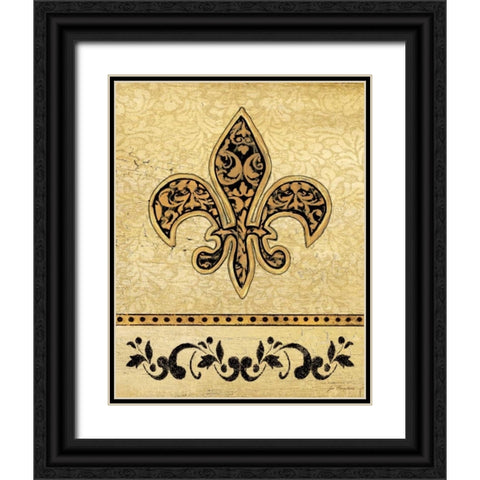 Fleur De Lis I Black Ornate Wood Framed Art Print with Double Matting by Moulton, Jo