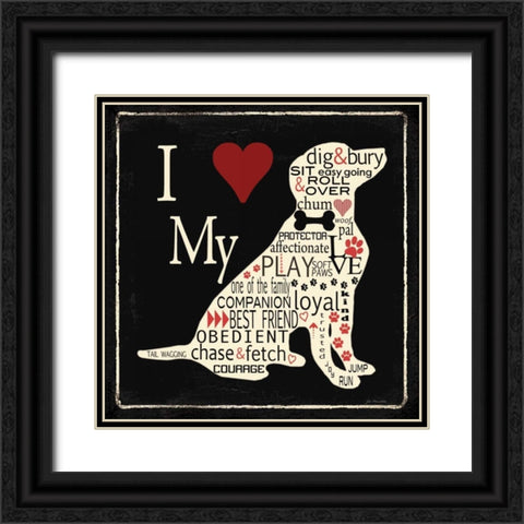 I Love My Dog - Lab Black Ornate Wood Framed Art Print with Double Matting by Moulton, Jo