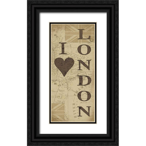 I Love London Black Ornate Wood Framed Art Print with Double Matting by Moulton, Jo