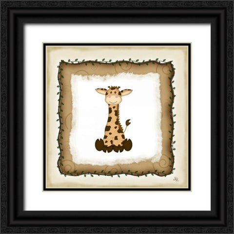 Safari Giraffe Black Ornate Wood Framed Art Print with Double Matting by Pugh, Jennifer