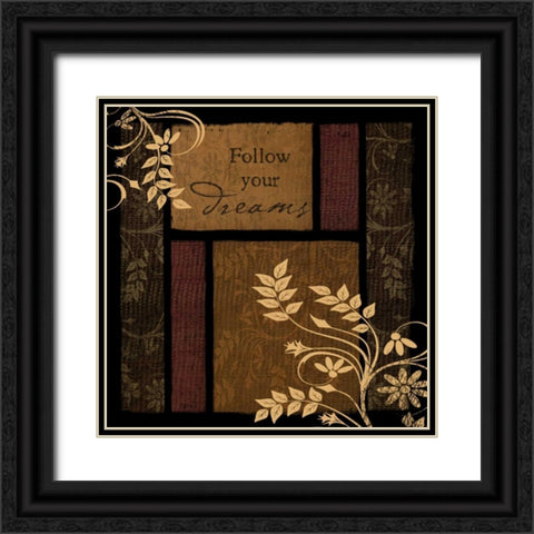 Follow Your Dreams Black Ornate Wood Framed Art Print with Double Matting by Pugh, Jennifer