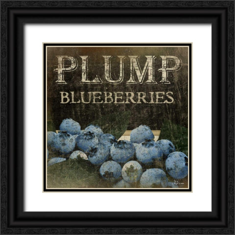 Plump Blueberries Black Ornate Wood Framed Art Print with Double Matting by Pugh, Jennifer