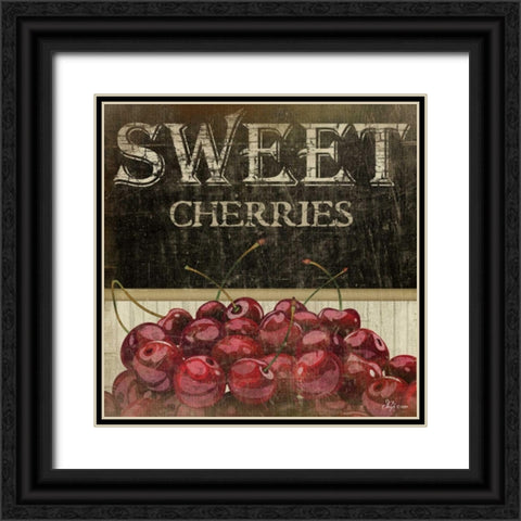 Sweet Cherries Black Ornate Wood Framed Art Print with Double Matting by Pugh, Jennifer