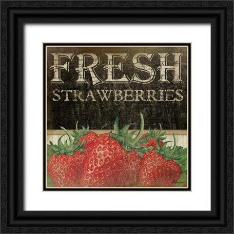 Fresh Strawberries Black Ornate Wood Framed Art Print with Double Matting by Pugh, Jennifer