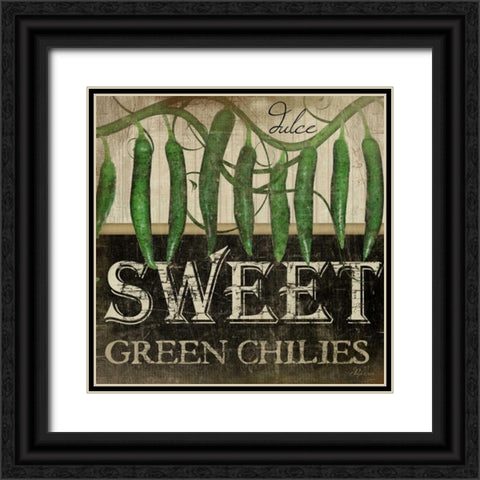 Sweet Green Chilies Black Ornate Wood Framed Art Print with Double Matting by Pugh, Jennifer
