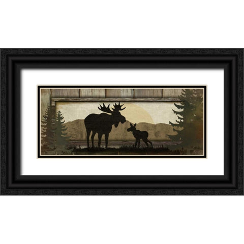 Moose Black Ornate Wood Framed Art Print with Double Matting by Pugh, Jennifer