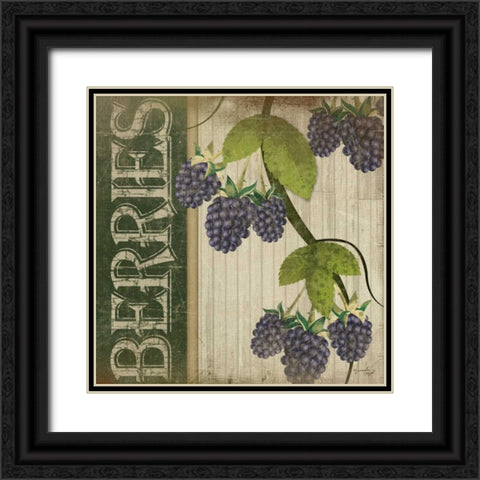 Berries Black Ornate Wood Framed Art Print with Double Matting by Pugh, Jennifer