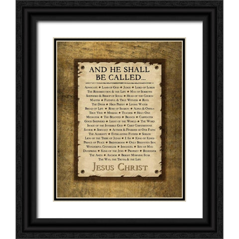 Names of Christ Black Ornate Wood Framed Art Print with Double Matting by Pugh, Jennifer