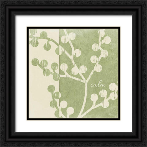 Green - Cream Calm Black Ornate Wood Framed Art Print with Double Matting by Pugh, Jennifer