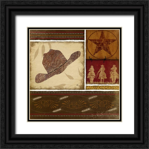 Western Hat - Red Black Ornate Wood Framed Art Print with Double Matting by Pugh, Jennifer