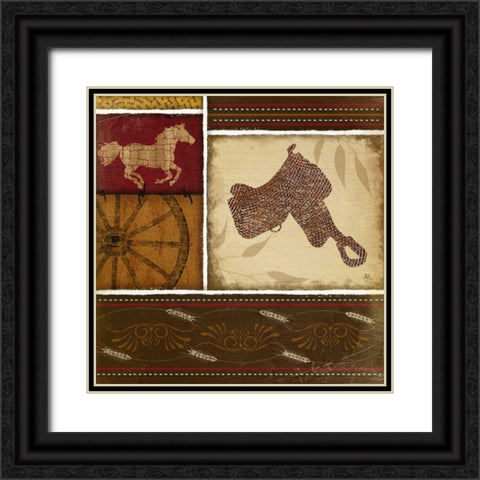 Western Saddle - Red Black Ornate Wood Framed Art Print with Double Matting by Pugh, Jennifer