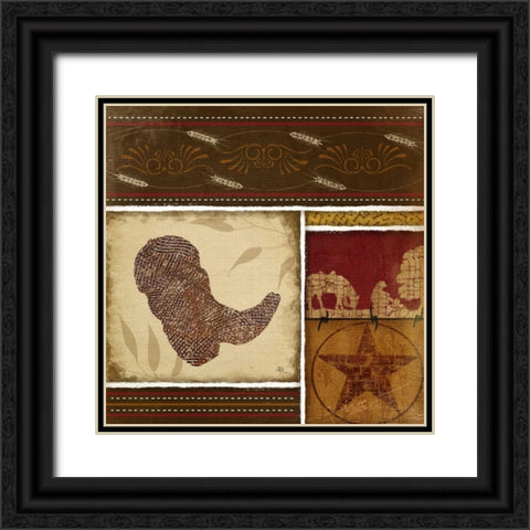 Western Boot - Red Black Ornate Wood Framed Art Print with Double Matting by Pugh, Jennifer