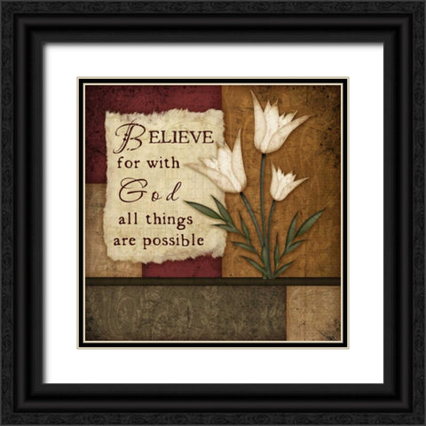 Believe Black Ornate Wood Framed Art Print with Double Matting by Pugh, Jennifer