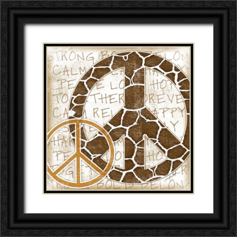 Peace Giraffe Black Ornate Wood Framed Art Print with Double Matting by Pugh, Jennifer