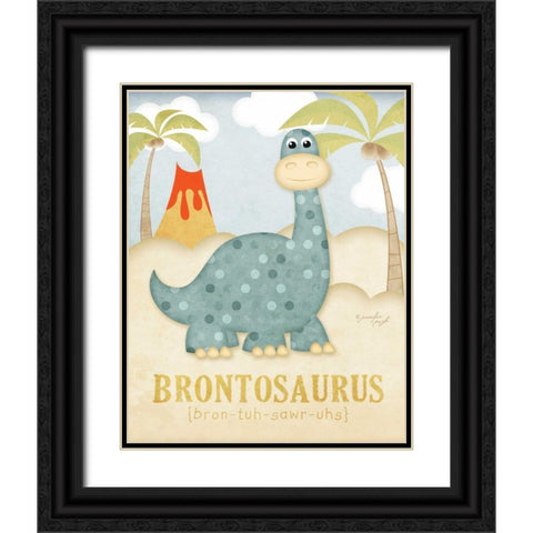 Brontosaurus Black Ornate Wood Framed Art Print with Double Matting by Pugh, Jennifer