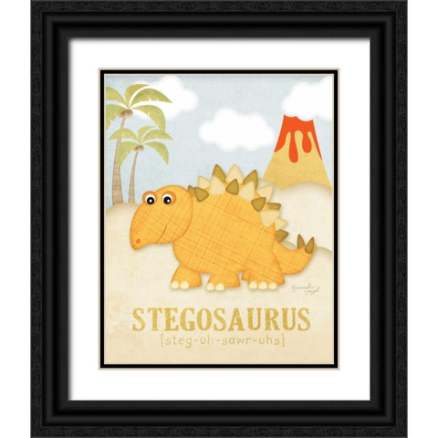 Stegosaurus Black Ornate Wood Framed Art Print with Double Matting by Pugh, Jennifer