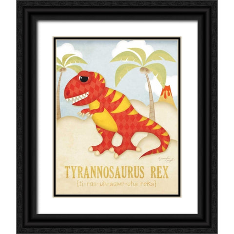 Tyrannosaurus Rex Black Ornate Wood Framed Art Print with Double Matting by Pugh, Jennifer