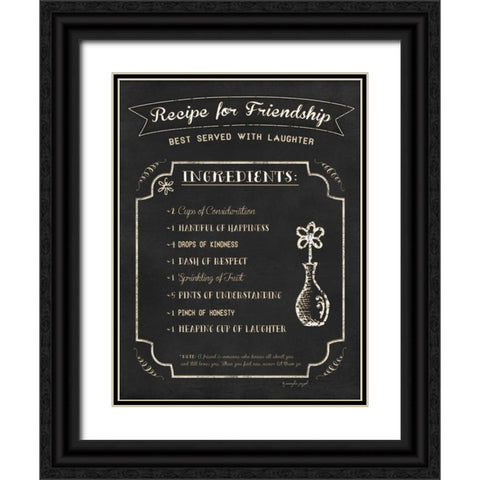 Recipe for Friendship Black Ornate Wood Framed Art Print with Double Matting by Pugh, Jennifer