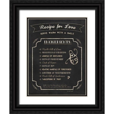 Recipe for Love Black Ornate Wood Framed Art Print with Double Matting by Pugh, Jennifer