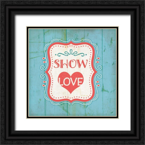 Show Love - Blue Black Ornate Wood Framed Art Print with Double Matting by Pugh, Jennifer