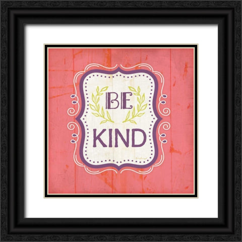 Be Kind - Pink Black Ornate Wood Framed Art Print with Double Matting by Pugh, Jennifer