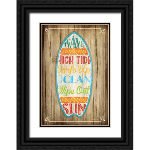 Surfboard Black Ornate Wood Framed Art Print with Double Matting by Pugh, Jennifer