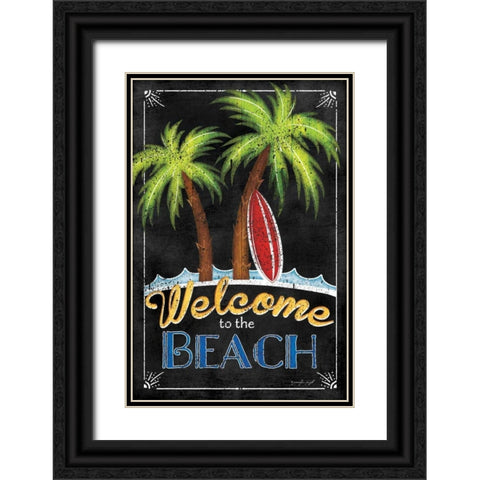 Welcome to the Beach Black Ornate Wood Framed Art Print with Double Matting by Pugh, Jennifer