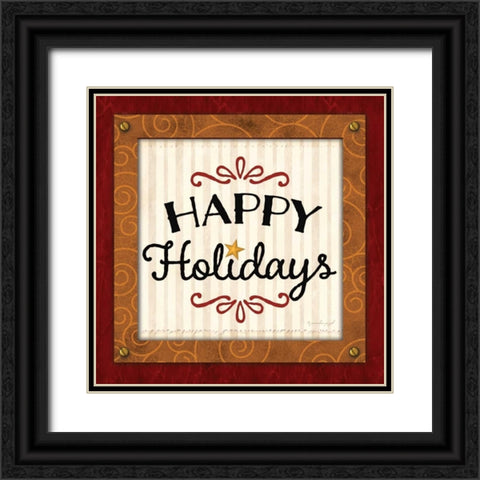 Happy Holiday  Black Ornate Wood Framed Art Print with Double Matting by Pugh, Jennifer