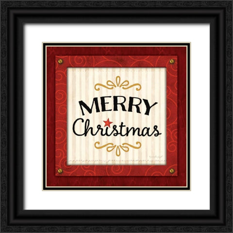 Merry Christmas Black Ornate Wood Framed Art Print with Double Matting by Pugh, Jennifer