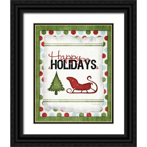 Happy Holidays Black Ornate Wood Framed Art Print with Double Matting by Pugh, Jennifer