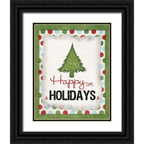 Happy Holidays Black Ornate Wood Framed Art Print with Double Matting by Pugh, Jennifer