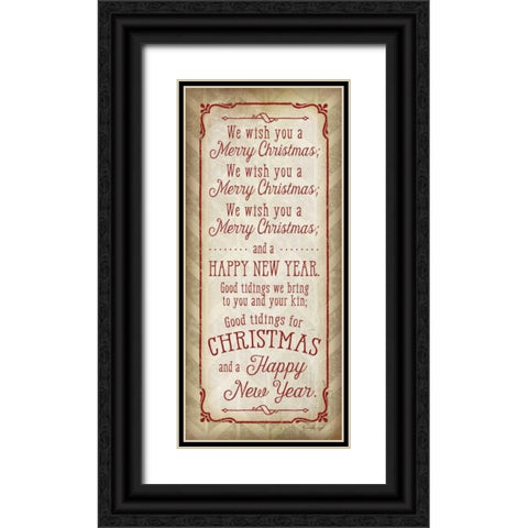 We Wish You a Merry Christmas Black Ornate Wood Framed Art Print with Double Matting by Pugh, Jennifer