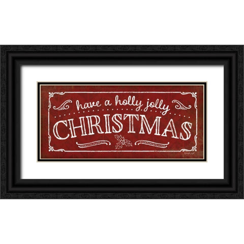 Holly Jolly Christmas Black Ornate Wood Framed Art Print with Double Matting by Pugh, Jennifer