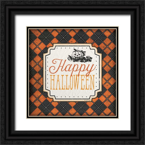 Halloween - Happy Black Ornate Wood Framed Art Print with Double Matting by Pugh, Jennifer