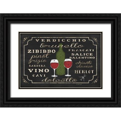 Italian Wine Black Ornate Wood Framed Art Print with Double Matting by Pugh, Jennifer