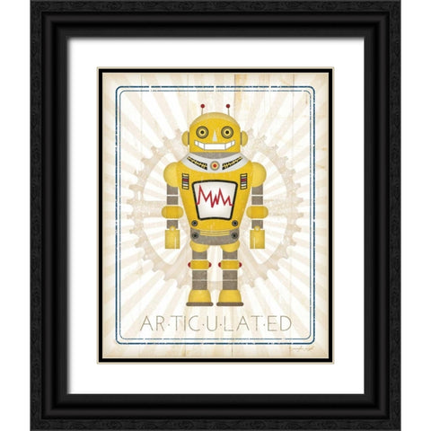 Retro Robot I Black Ornate Wood Framed Art Print with Double Matting by Pugh, Jennifer