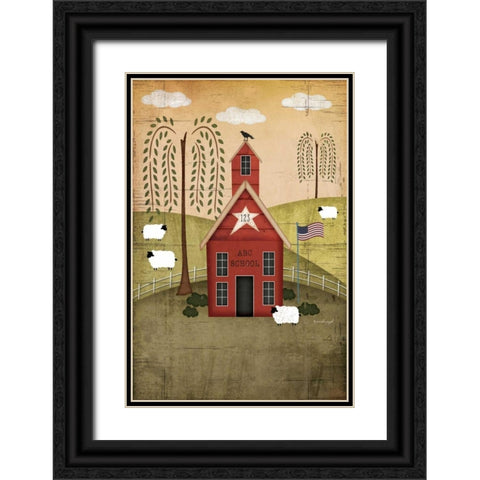 Primitive School Black Ornate Wood Framed Art Print with Double Matting by Pugh, Jennifer