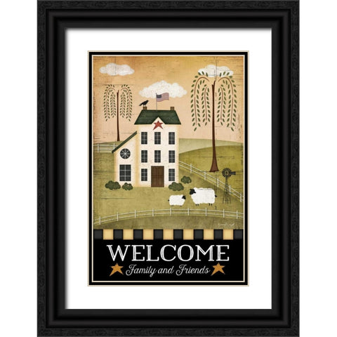 Primitive Welcome Black Ornate Wood Framed Art Print with Double Matting by Pugh, Jennifer