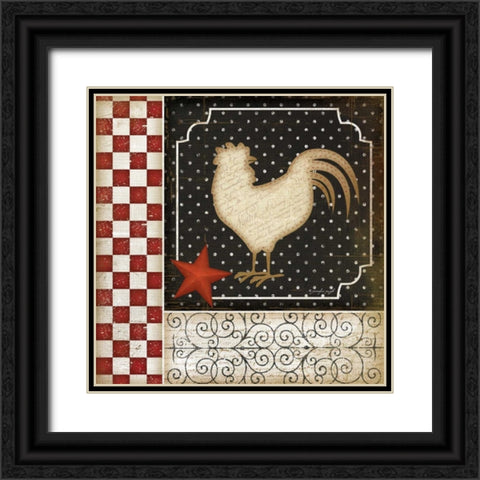 Rooster Country III Black Ornate Wood Framed Art Print with Double Matting by Pugh, Jennifer